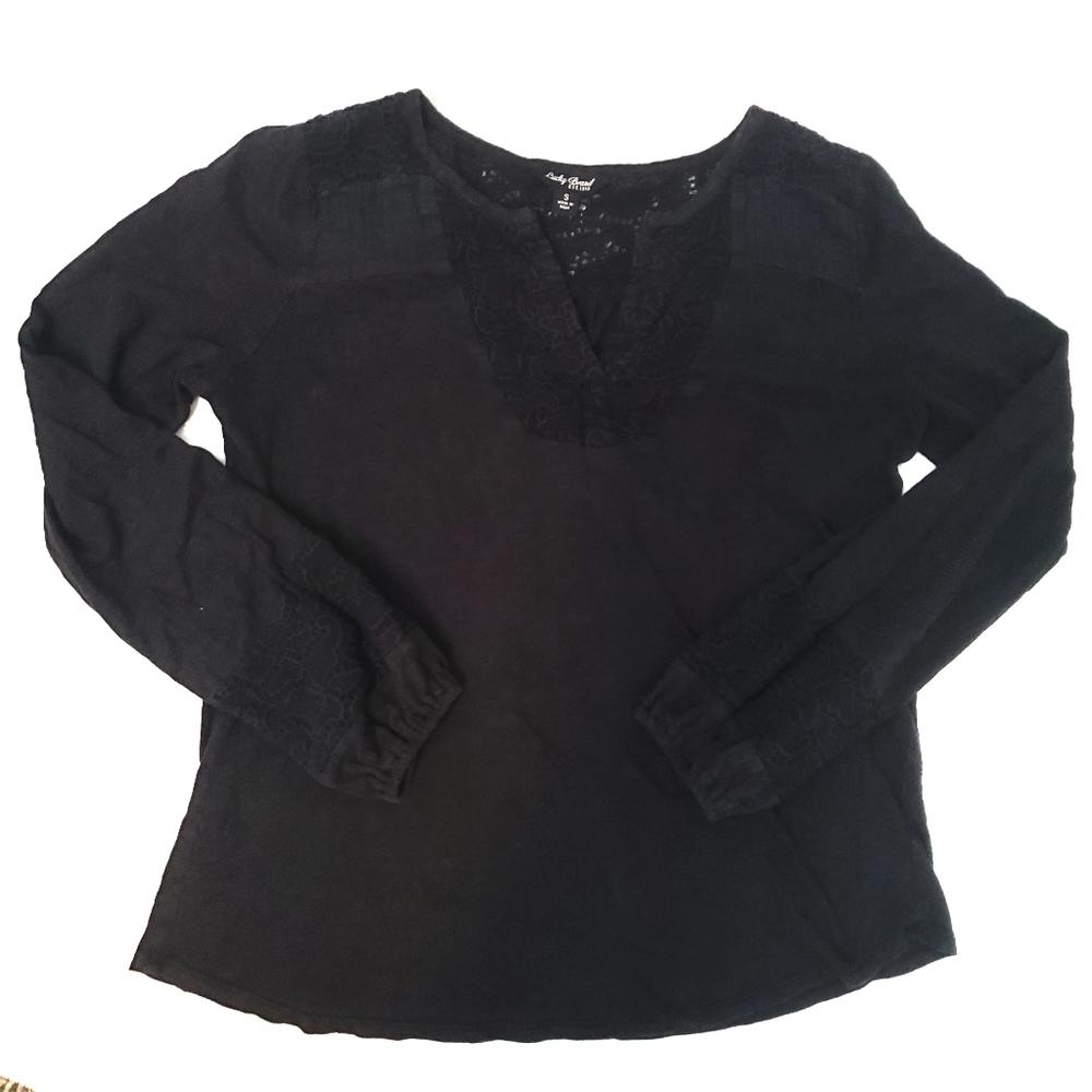 Lucky Brand henley crochet top